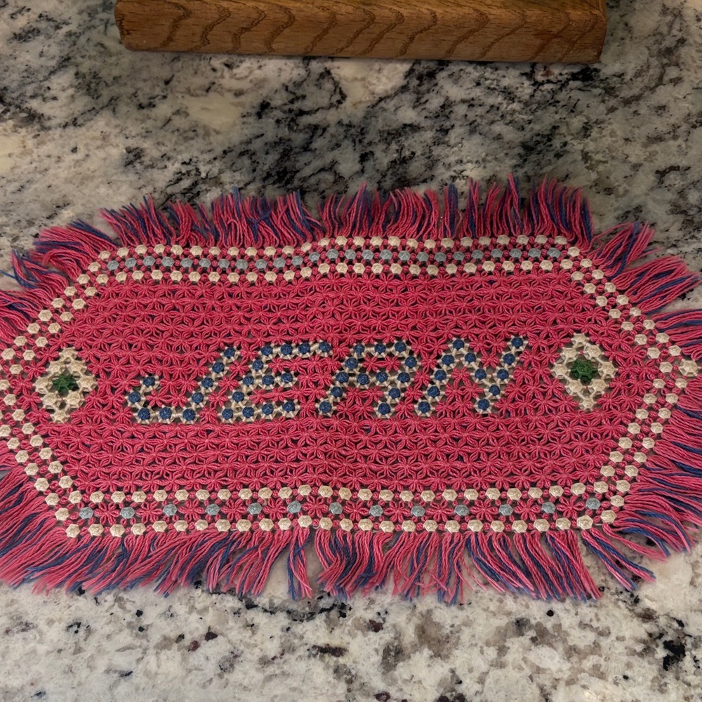 Handcrafted Pink and Blue Doily